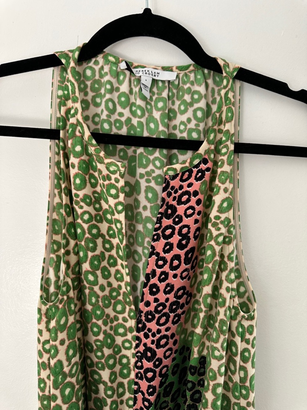 10 Crosby Derek Lam Green and Cream Printed Dress - Picture 3 of 7